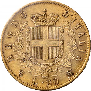 1124R 20 lire 1864 Scudo sannitico Torino Oro