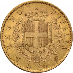 1128R 20 lire 1868 Scudo sannitico Torino Oro