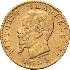 1129D 20 lire 1869 Scudo sannitico Torino Oro