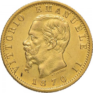 1130D 20 lire 1870 Scudo sannitico Roma Oro