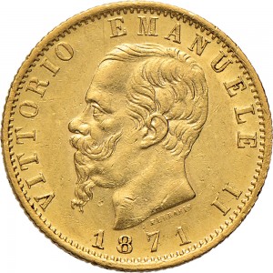 1132D 20 lire 1871 Scudo sannitico Roma Oro