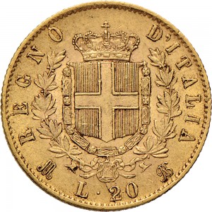 1134R 20 lire 1873 Scudo sannitico Milano Oro