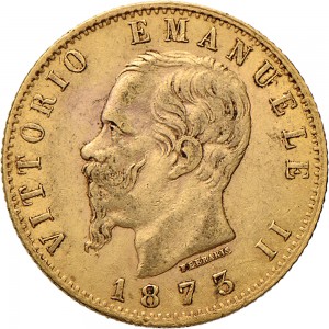 1134D 20 lire 1873 Scudo sannitico Milano Oro