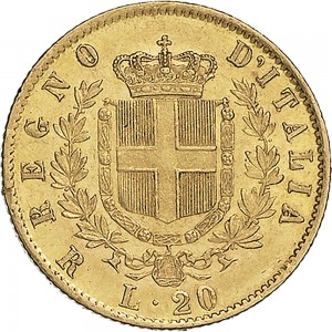 1137R 20 lire 1874 Scudo sannitico Roma Oro