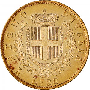 1138R 20 lire 1875 Scudo sannitico Roma Oro