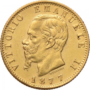 1140D 20 lire 1877 Scudo sannitico Roma Oro