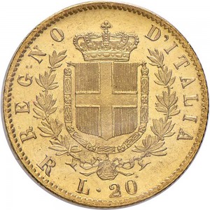 1142R 20 lire 1878 Scudo sannitico Roma Oro