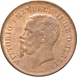 1228D 5 centesimi 1861 Valore entro semicorona di alloro e quercia Napoli Rame