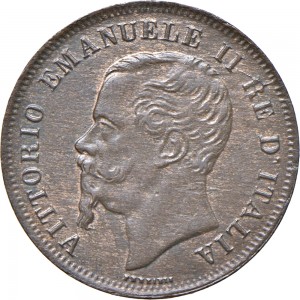 2660D 5 centesimi 1861 Valore entro semicorona di alloro e quercia Napoli Bronzo