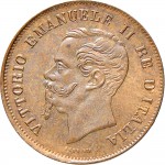 1229D 5 centesimi 1862 Valore entro semicorona di alloro e quercia Napoli Rame