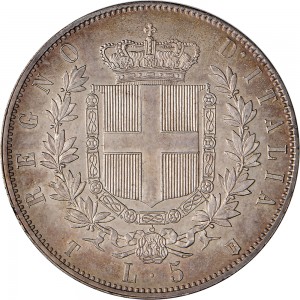 1151R 5 lire 1861 Scudo sannitico 2° tipo Torino Argento