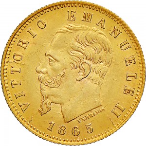 1149D 5 lire 1865 Scudo sannitico Torino Oro