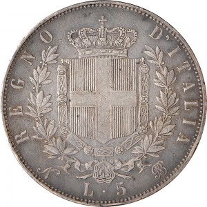 1157R 5 lire 1866 Scudo sannitico 2° tipo Napoli Argento