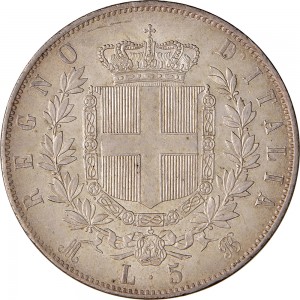 1158R 5 lire 1869 Scudo sannitico 2° tipo Milano Argento