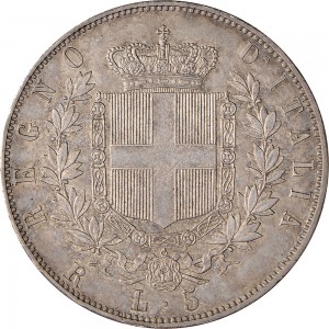 1160R 5 lire 1870 Scudo sannitico 2° tipo Roma Argento