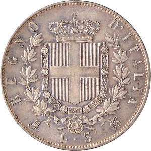 1161R 5 lire 1871 Scudo sannitico 2° tipo Milano Argento