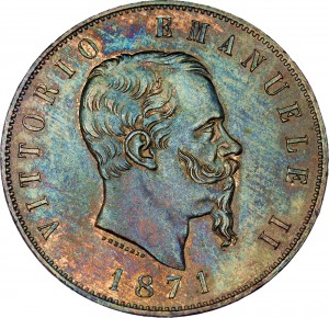 2663D 5 lire 1871 Scudo sannitico 2° tipo Milano Argento