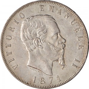 1162D 5 lire 1871 Scudo sannitico 2° tipo Roma Argento