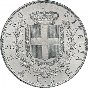 1163R 5 lire 1872 Scudo sannitico 2° tipo Milano Argento