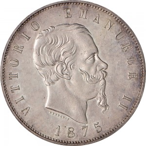 1170D 5 lire 1875 Scudo sannitico 2° tipo Roma Argento