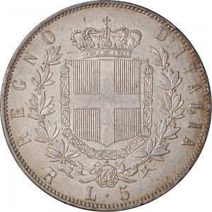 1174R 5 lire 1878 Scudo sannitico 2° tipo Roma Argento