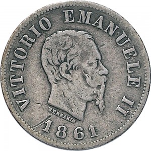 1191D 50 centesimi 1861 Scudo sannitico 1° tipo Firenze Argento