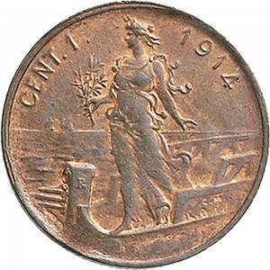 1576R 1 centesimo 1914 Italia marinara Roma Rame