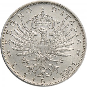 1422R 1 lira 1901 Aquila spiegata Roma Argento