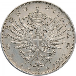1423R 1 lira 1902 Aquila spiegata Roma Argento