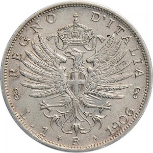 1425R 1 lira 1906 Aquila spiegata Roma Argento