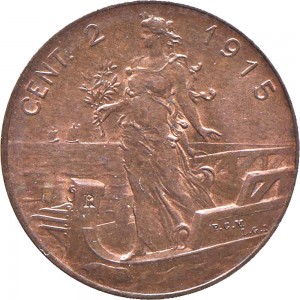 1559R-002 2 centesimi 1915 Italia marinara Roma Rame