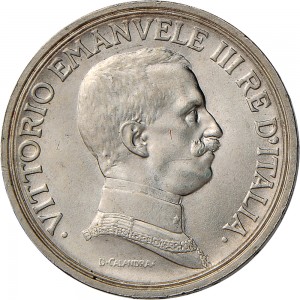 1407D 2 lire 1916 Italia su quadriga briosa Roma Argento