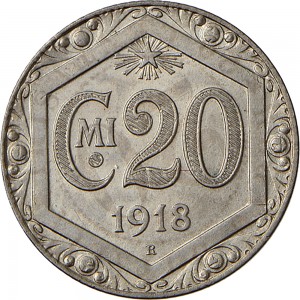 2635R 20 centesimi 1918 Valore entro esagono 2° tipo Roma Nichelio Prova
