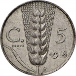 2649R 5 centesimi 1918 Spiga 3° tipo Roma Ferro Prova