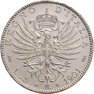 1374R 5 lire 1901 Aquila spiegata Roma Argento