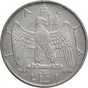1628R 1 lira 1941 XIX Aquila romana 2° tipo Roma Acmonital