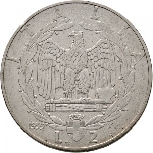 1610R 2 lire 1939 XVII Aquila romana 2° tipo Roma Acmonital