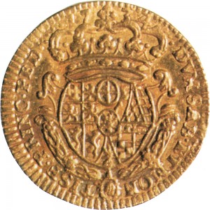 59R Mezza doppia da 2 scudi 1734 Scudo sagomato 1° tipo Torino Oro