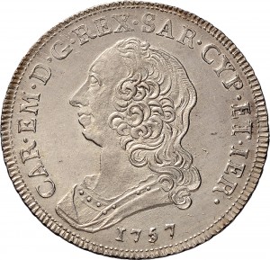 273D Mezzo scudo da 3 lire 1757 Scudo rotondo Torino Argento