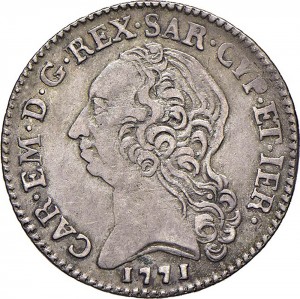 427D Quarto di scudo 1771 Scudo a cartoccio Torino Argento