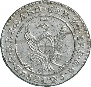 738R 2,6 soldi 1798 Aquila spiegata Torino Mistura di argento