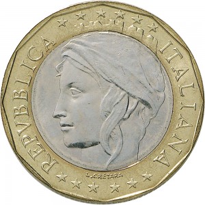 1767D 1.000 lire 1997 Geografia 2° tipo Roma Bronzital e Cupronichel