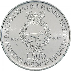 2399R 500 lire 1982 Galileo Galilei Linceo Roma Argento