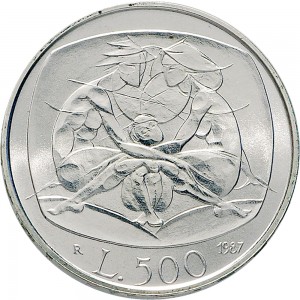2418R 500 lire 1987 Famiglia Roma Argento