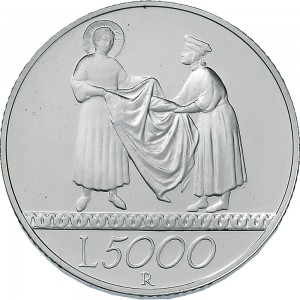 2532R 5.000 lire 1999 Anno Duemila (La Fede) 2° tipo Roma Argento