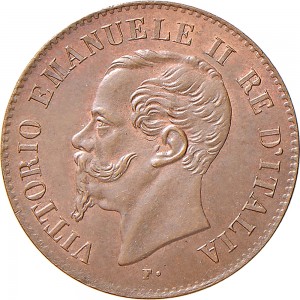1235D 2 centesimi 1867 Valore entro semicorona di alloro e quercia Milano Rame
