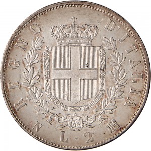 1177R 2 lire 1863 Scudo sannitico 2° tipo Napoli Argento