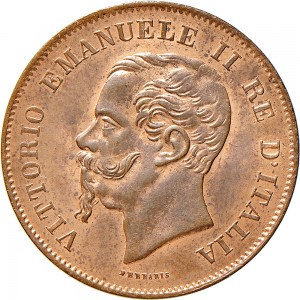 1225D 5 centesimi 1861 Valore entro semicorona di alloro e quercia Bologna Rame