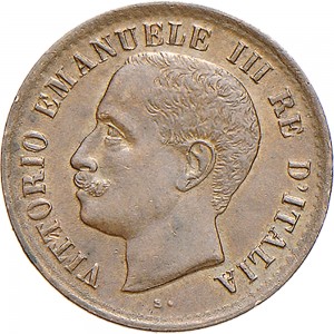 1566D 1 centesimo 1905 Valore entro semicorona di alloro e quercia Roma Rame