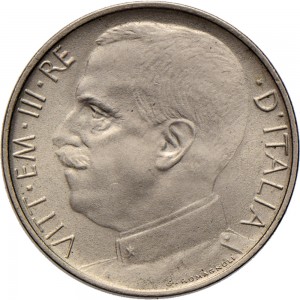 1456D 50 centesimi 1925 Giustizia su quadriga di leoni Roma Nichelio
